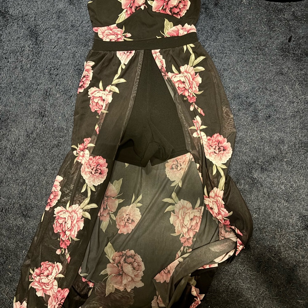 Floral Black and Pink Women's Dress